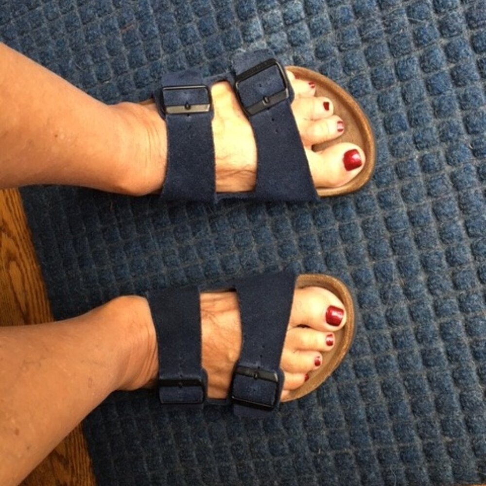 Birkenstock Arizona Sandals Navy Blue Suede Leather EU  35  L4